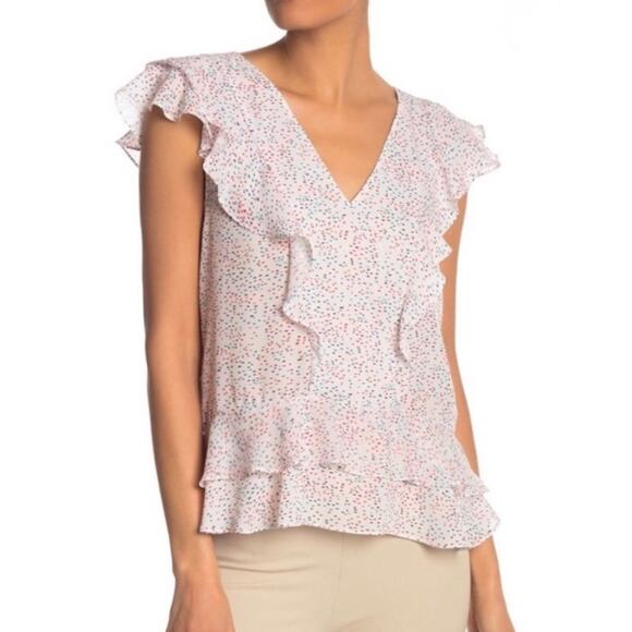 Parker Dottie Confetti Ruffle Top NEW Size Small Feminine Multicolor Office - Picture 1 of 9